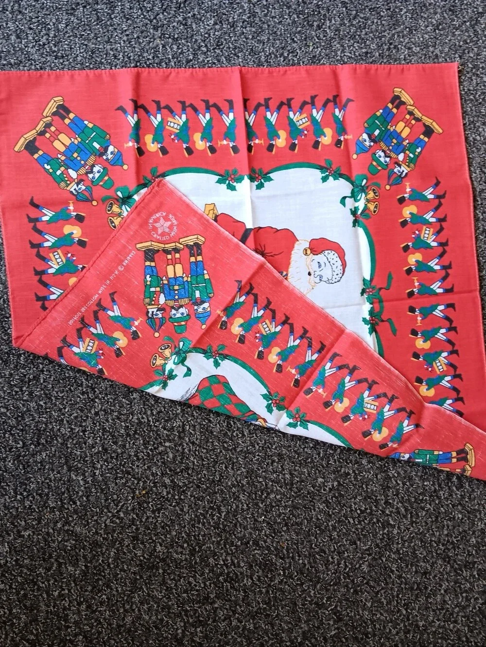 VTG Santa Christmas USA Cotton Poly Bandana Scarf RN16463 Holiday Nutcracker
